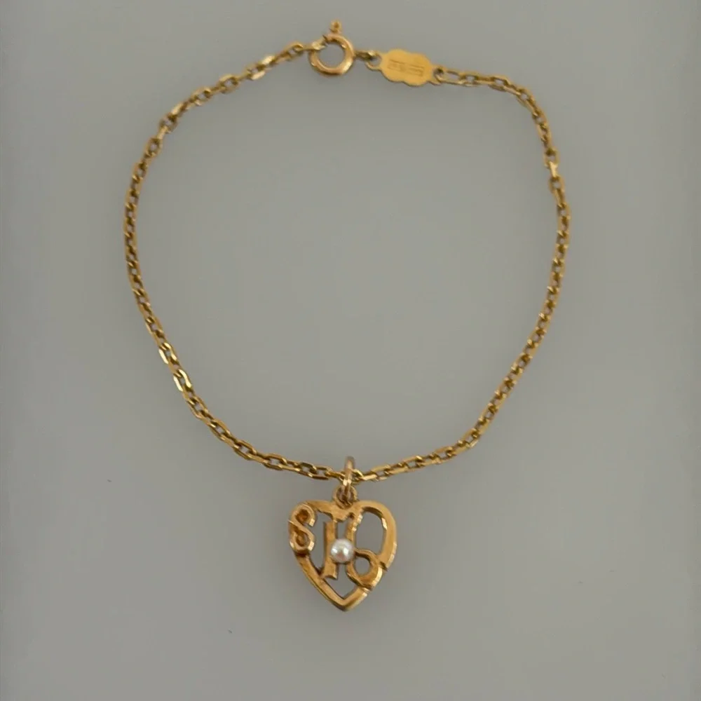 14k real solid gold sweet sixteen Real pearl bracelet